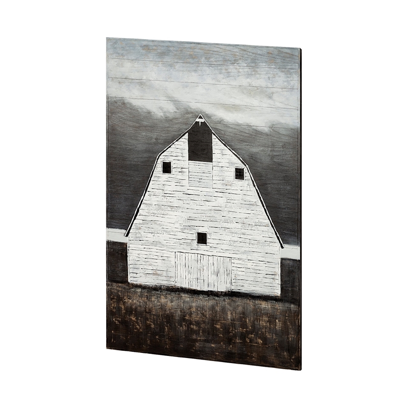 Mercana Sawmill Creek 42X62 Farmhouse White Barn On Wood Oil Painting