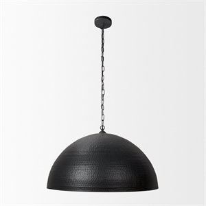 Mercana Karina 36&quot Round Matte Black Hammered Metal Dome Pendant Light