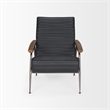 Mercana Grosjean Black Leather W/ Black Metal Frame Accent Chair