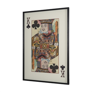 Mercana King Of Clubs Glass Framed Print Art in Black Faux-Wood Frame