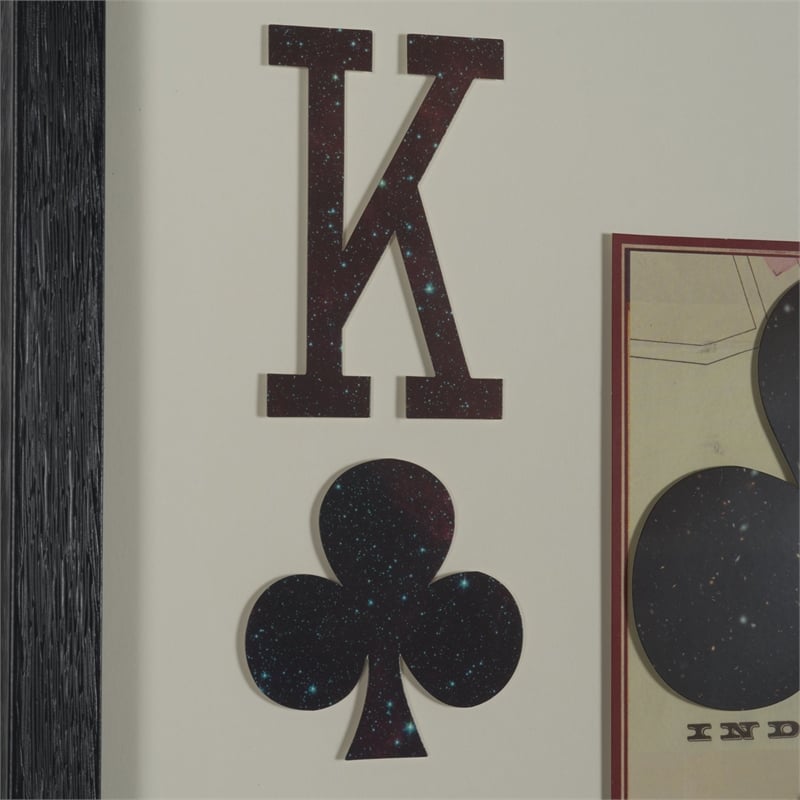 Mercana King Of Clubs Glass Framed Print Art in Black Faux-Wood Frame