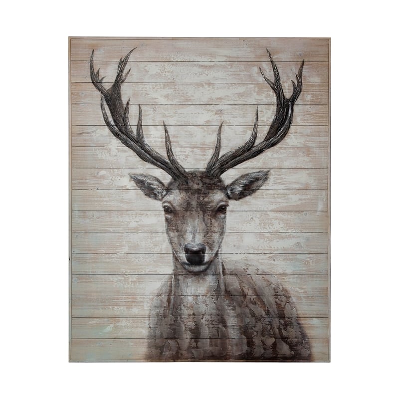 Mercana White Tail Ii 48X60 Deer Original Hand Painted On Wood Oil Painting