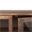 Mercana Arelius Metal Base 4 Glass Door Cabinet Sideboard in Medium Brown/Black