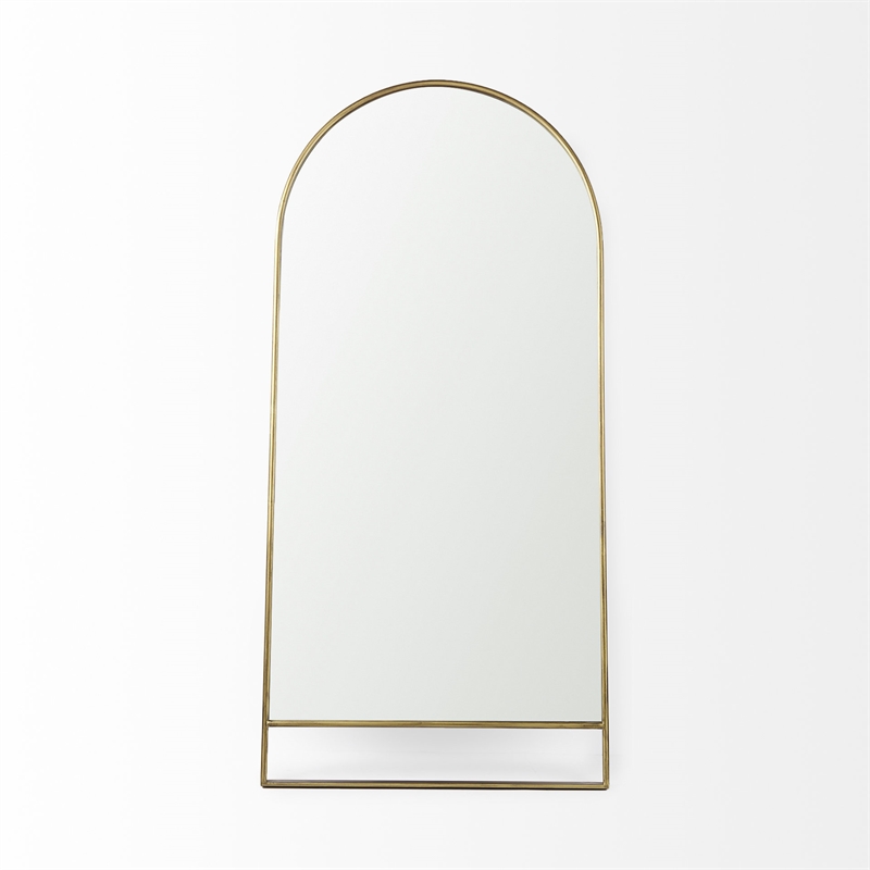 Mercana Sadie 36.0L X 2.0W X 76.0H Antique Gold Metal Rounded Arch Floor Mirror