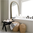 Mercana Sadie 36.0L X 2.0W X 76.0H Antique Gold Metal Rounded Arch Floor Mirror