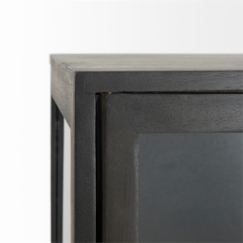 Mercana Arelius Dark Brown Wood W/ Black Metal Base Display Cabinet