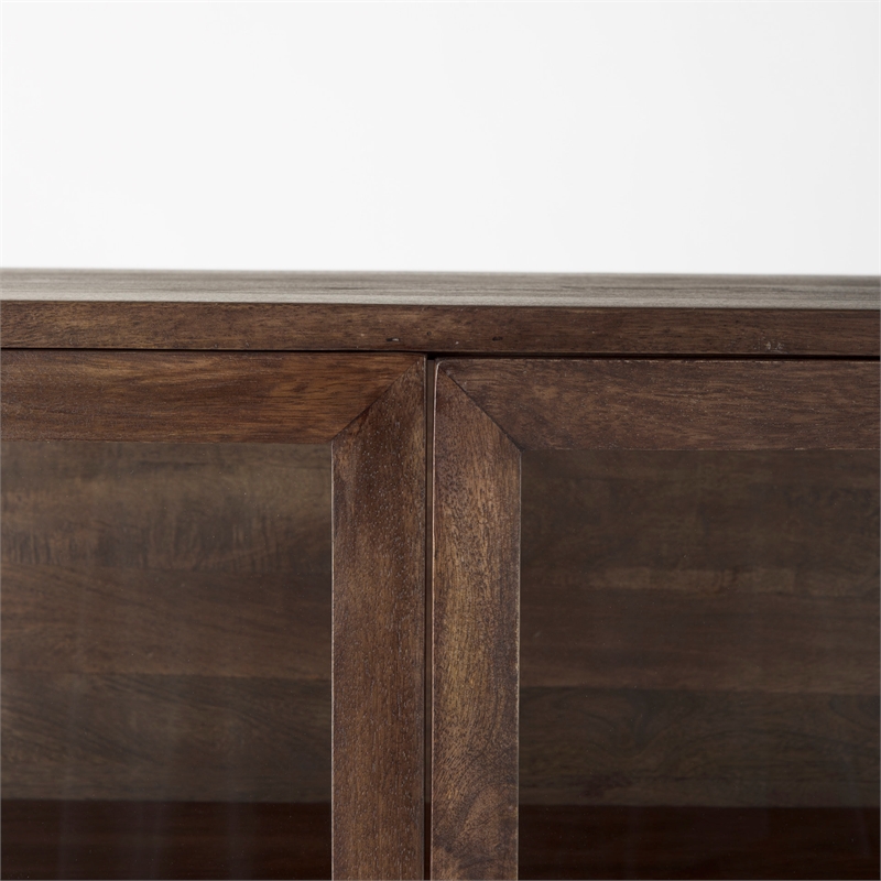 Mercana Arelius Medium Brown Wood W/ Black Metal Base Display Cabinet