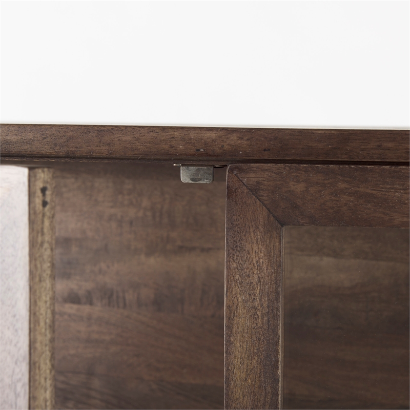 Mercana Arelius Medium Brown Wood W/ Black Metal Base Display Cabinet