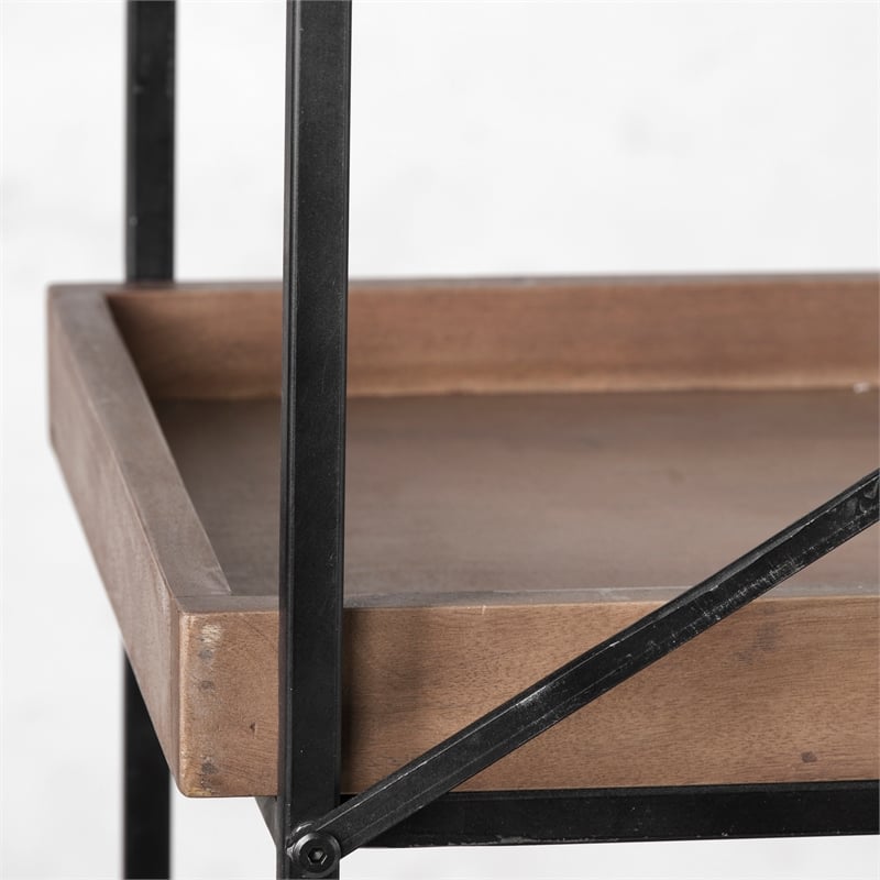 Mercana Trey Iv Medium Brown Wood And Iron Five Tray Shelf Shelving Unit