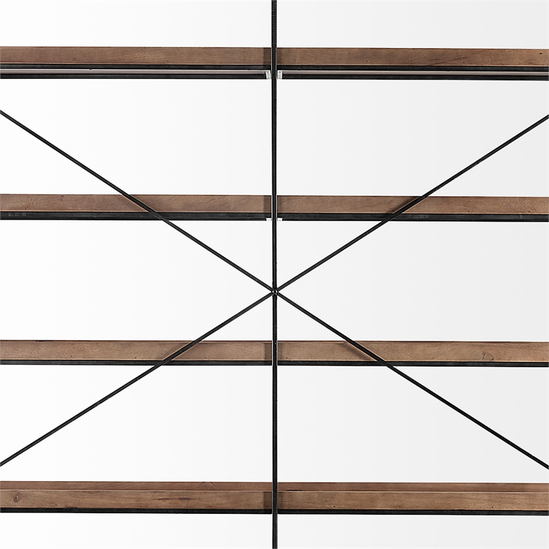 Mercana Trey Iv Medium Brown Wood And Iron Five Tray Shelf Shelving Unit
