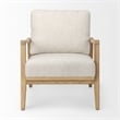 Mercana Raeleigh Cream Fabric W/Light Brown Wood Accent Chair
