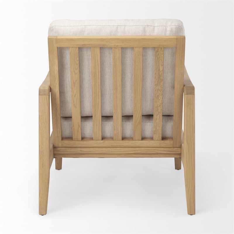 Mercana Raeleigh Cream Fabric W/Light Brown Wood Accent Chair
