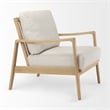 Mercana Raeleigh Cream Fabric W/Light Brown Wood Accent Chair
