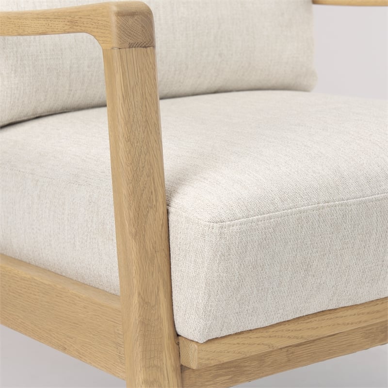 Mercana Raeleigh Cream Fabric W/Light Brown Wood Accent Chair