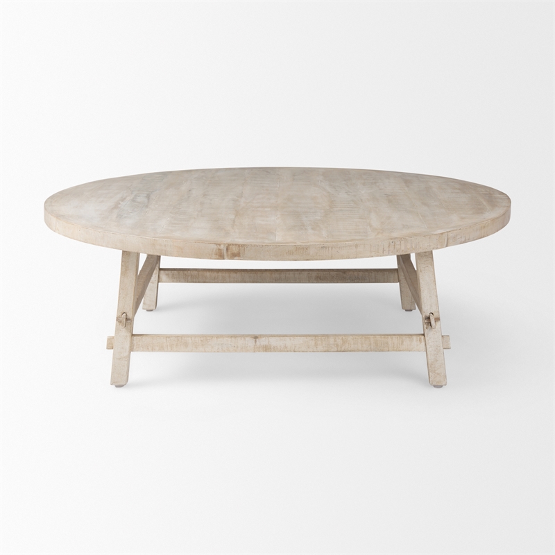 Mercana Rosie 48.0L X 48.0W X 16.0H Round Blonde Wood Coffee Table in Beige