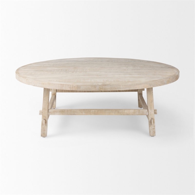 Mercana Rosie 48.0L X 48.0W X 16.0H Round Blonde Wood Coffee Table in Beige