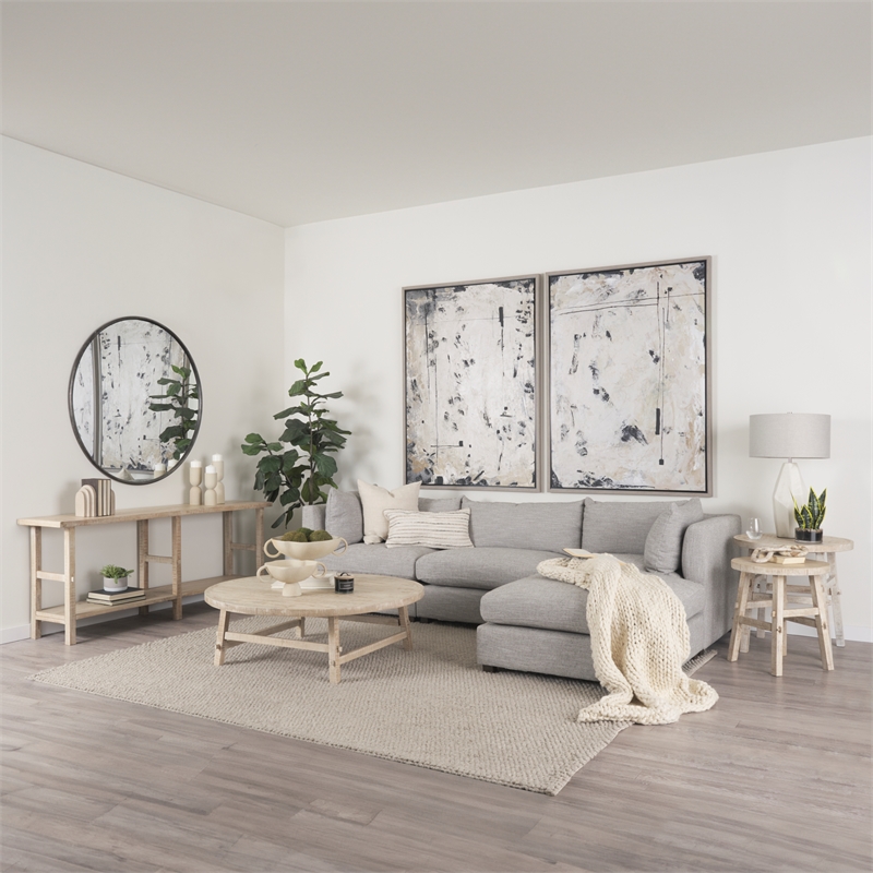 Mercana Rosie 48.0L X 48.0W X 16.0H Round Blonde Wood Coffee Table in Beige