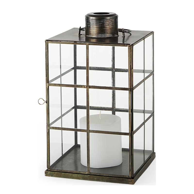 Mercana Grimwig Small 8L X 8W X 15H Lantern W/Sheet Base Without Bevel in Gold