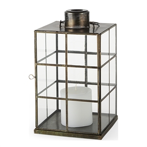 Mercana Grimwig Small 8L X 8W X 15H Lantern W/Sheet Base Without Bevel in Gold