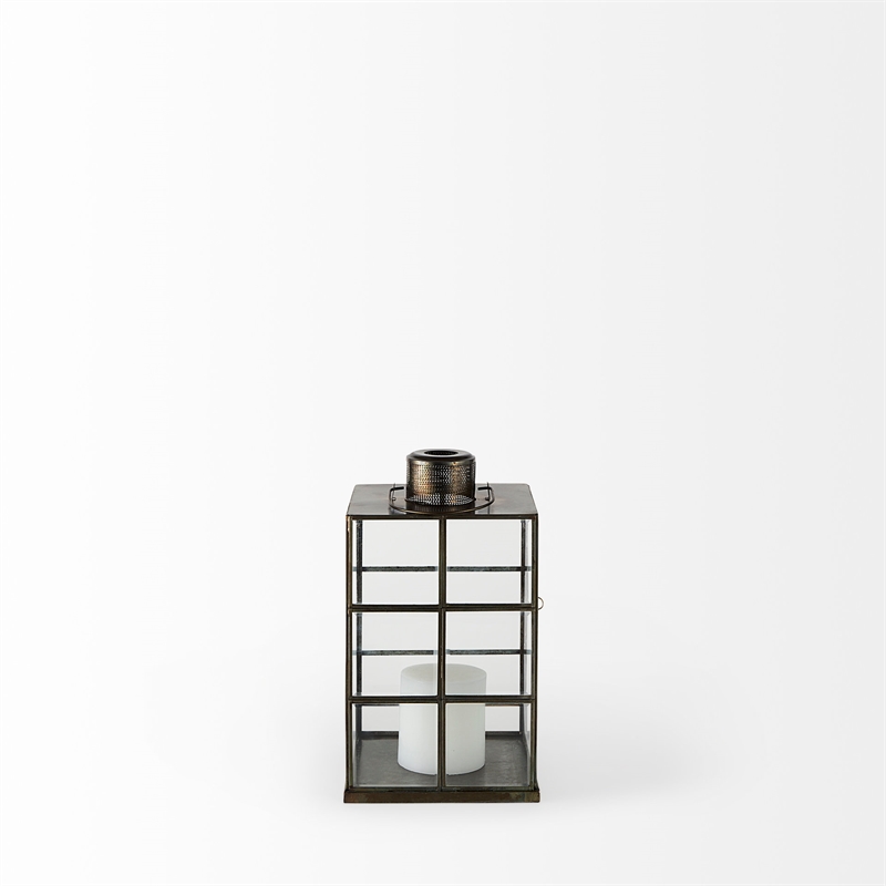 Mercana Grimwig Small 8L X 8W X 15H Lantern W/Sheet Base Without Bevel in Gold