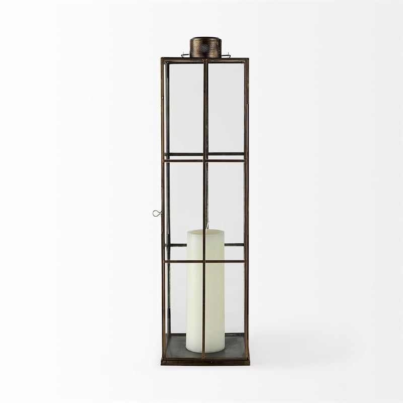 Mercana Grimwig Large 8L X 8W X 31H Lantern W/Sheet Base Without Bevel in Gold