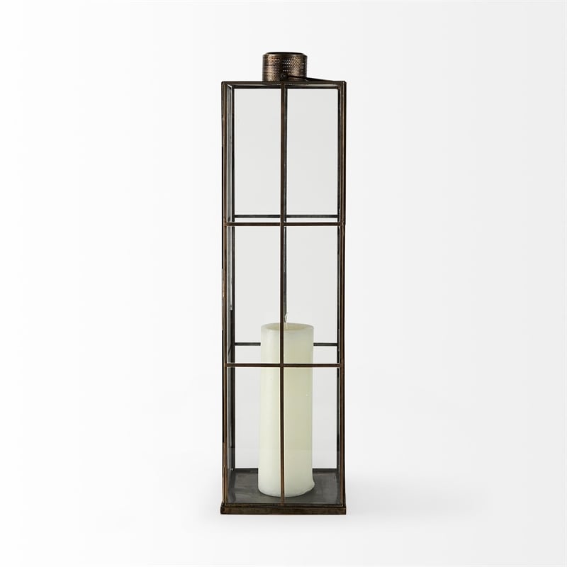 Mercana Grimwig Large 8L X 8W X 31H Lantern W/Sheet Base Without Bevel in Gold