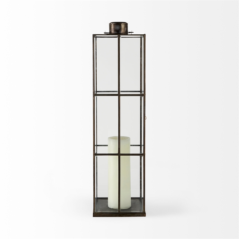 Mercana Grimwig Large 8L X 8W X 31H Lantern W/Sheet Base Without Bevel in Gold