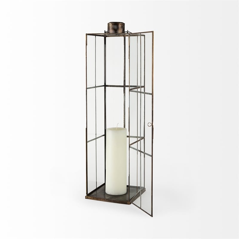 Mercana Grimwig Large 8L X 8W X 31H Lantern W/Sheet Base Without Bevel in Gold