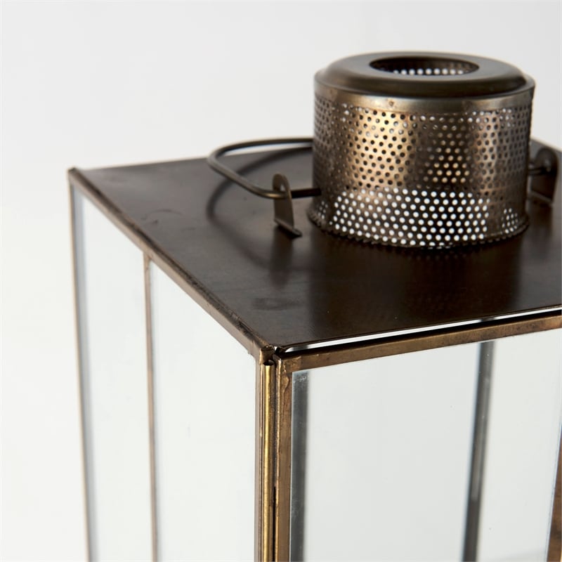 Mercana Grimwig Large 8L X 8W X 31H Lantern W/Sheet Base Without Bevel in Gold