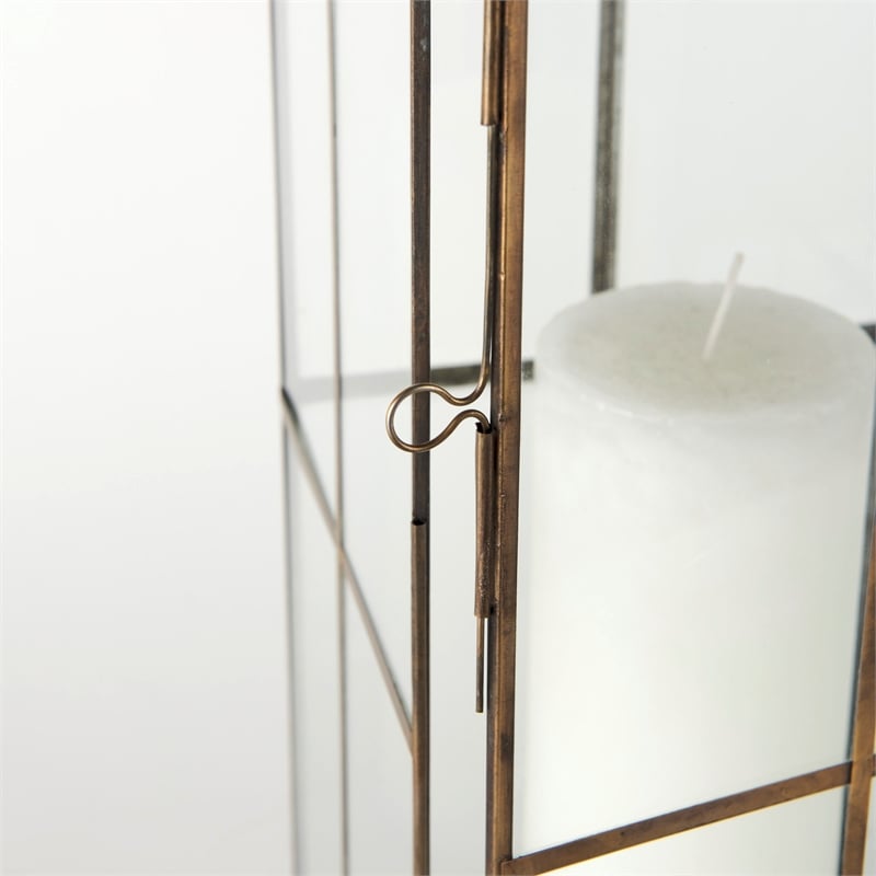 Mercana Grimwig Large 8L X 8W X 31H Lantern W/Sheet Base Without Bevel in Gold