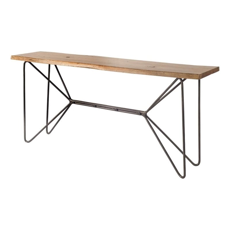 Papillion I 66L x 16W Natural Solid Wood and Iron Console Table