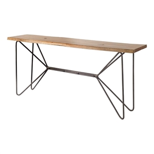 Papillion I 66L x 16W Natural Solid Wood and Iron Console Table