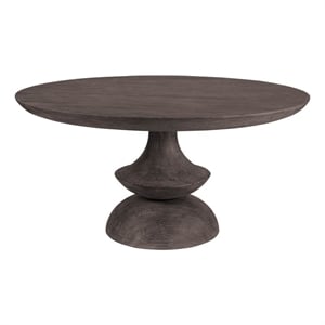 Crossman 60&quot Round Dark Brown/Gray Solid Wood Table Top & Base Dining Table