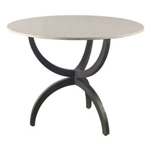 Veneto 40&quot Round White Marble Top with Black Metal Base Dining Table