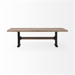 Araxi Rectangular Brown Solid Wood Top Black Metal Base Dining Table