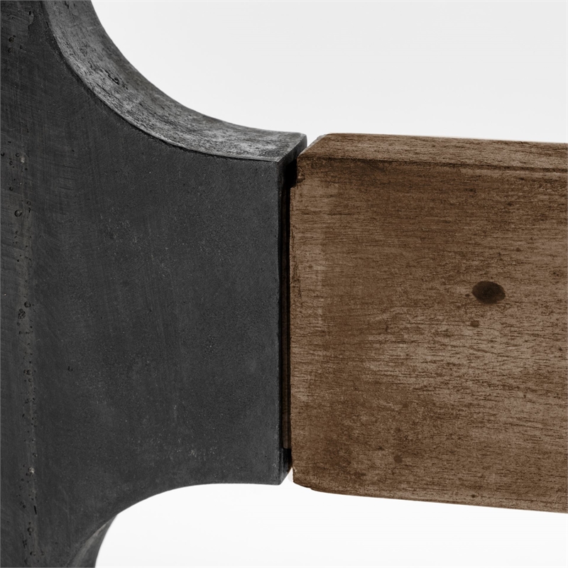 Araxi Rectangular Brown Solid Wood Top Black Metal Base Dining Table