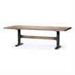 Araxi Rectangular Brown Solid Wood Top Black Metal Base Dining Table
