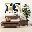 Glenn II Dark Brown Wood Black Iron Frame Rectangle 3 Drawers Coffee Table