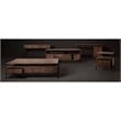 Glenn II Dark Brown Wood Black Iron Frame Rectangle 3 Drawers Coffee Table
