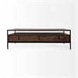 Glenn II Dark Brown Wood Black Iron Frame Rectangle 3 Drawers Coffee Table