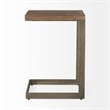 Faye Medium Brown Wood Antique Nickel Finished Metal Base C Side Table