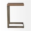 Faye Medium Brown Wood Antique Nickel Finished Metal Base C Side Table