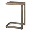 Faye Medium Brown Wood Antique Nickel Finished Metal Base C Side Table