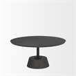 Mercana Maxwell Wood and Metal Pedestal Round Coffee Table in Dark Brown/Black