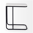 Kyra White Marble Top Black Iron Frame C-Shaped Side Table