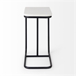 Kyra White Marble Top Black Iron Frame C-Shaped Side Table