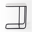 Kyra White Marble Top Black Iron Frame C-Shaped Side Table