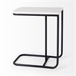 Kyra White Marble Top Black Iron Frame C-Shaped Side Table