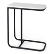 Kyra White Marble Top Black Iron Frame C-Shaped Side Table