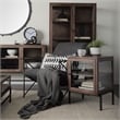 Arelius 20L x 18W x 26H  Medium Brown Wood W/ Black Metal Frame End/Side Table